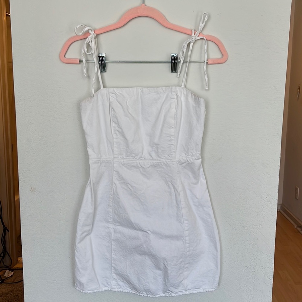 Zara White Denim Mini Dress (XS)